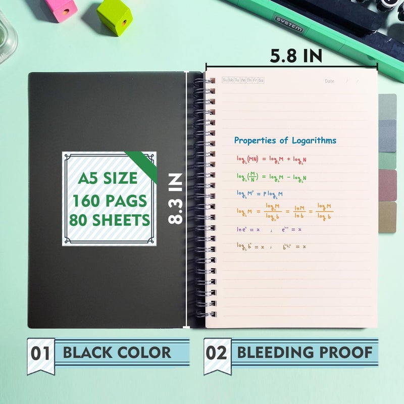 OWSC 1 Pack Ruled Notebook, 5.9 x 8.3 Inches Spiral Notebooks for Work, School and Journal with 110 GSM Journal Ruled Paper, Large Notebook with 80 Sheets/160 Pages, Hardcover Ruled Journal - Image 3